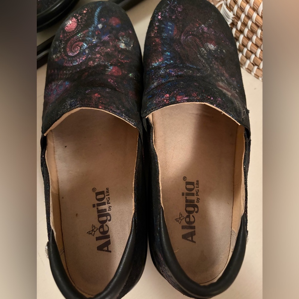 Alegria Keli Cosmic Metallic Floral Leather Slip-On Clogs Size 40 - Picture 8 of 13